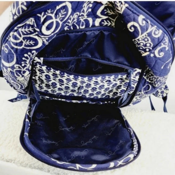 VERA BRADLEY Twirly Birds Navy Blue Laptop Backpack - Picture 9 of 12